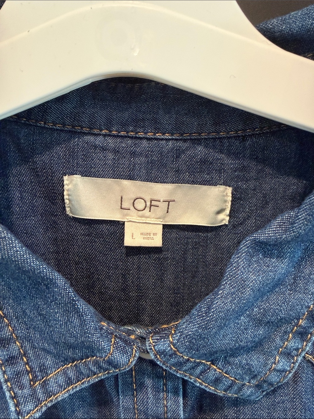 LOFT Casual Chambray Button-Down Shirt - Picture 2 of 5
